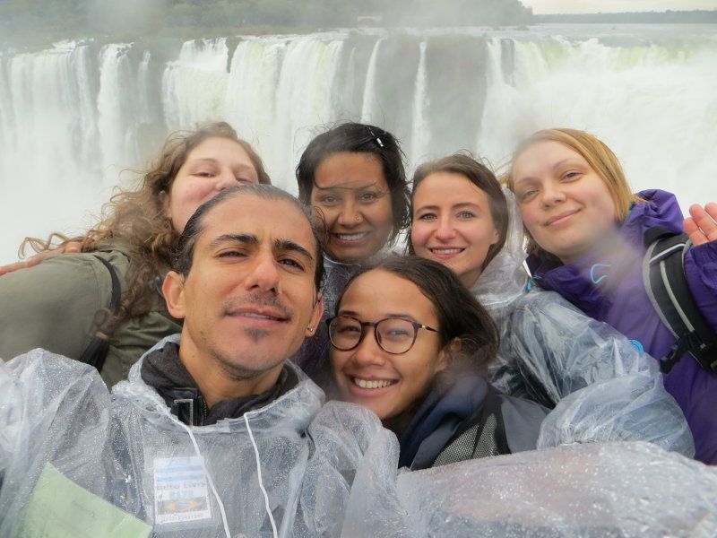 Spanish student group at Iguazu water falls — © Cassandra Timm.